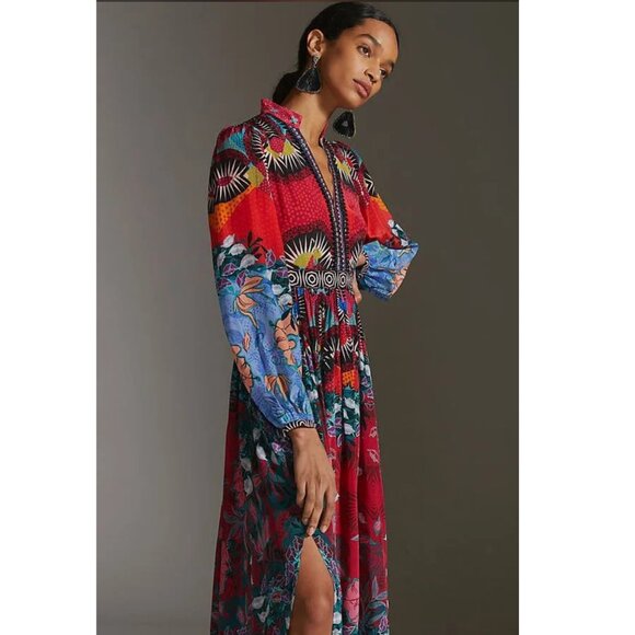 NWOT Anthropologie x Bhanuni by Jyoti Patterned Maxi Dress Size 8 - Picture 2 of 3